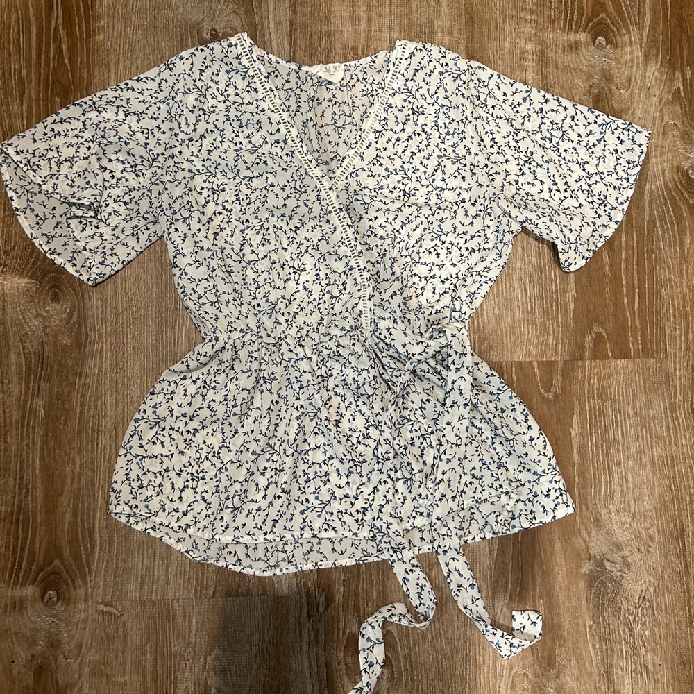 Blue floral blouse